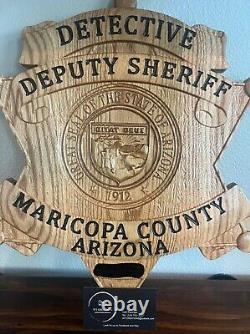 Maricopa County Sheriff's Badge Oak Plaque 15x15-Personalized Rank And Number