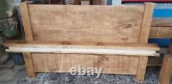 NEW SOLID WOOD RUSTIC CHUNKY DOUBLE BED WITH LOW FOOTEND, WOODEN PLANK 4ft6 BED