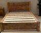 NEW SOLID WOOD RUSTIC CHUNKY DOUBLE BED WITH LOW FOOTEND, WOODEN PLANK 4ft 6 BED
