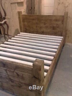 New Chunky Rustic Wooden Handmade Solid Wood'Plank' Bed KINGSIZE