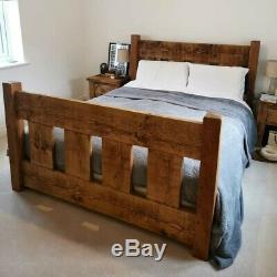 New Chunky Rustic Wooden Handmade Solid Wood'Slat' Bed KINGSIZE