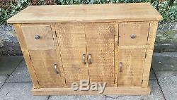New Solid Wood Rustic Chunky Plank Multi Cupboard Wooden Sideboard With Drawers
