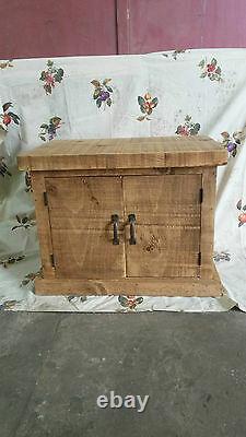 New Solid Wood Rustic Chunky Plank Tv Unit Wooden Storage Cupboard Made To Order