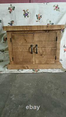 New Solid Wood Rustic Chunky Plank Tv Unit Wooden Storage Cupboard Made To Order