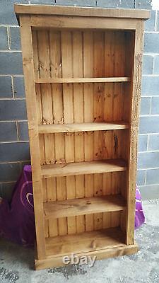 New Solid Wood Rustic Chunky Plank Wooden Bookcase Any Size Made To Measure