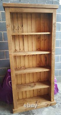 New Solid Wood Rustic Chunky Plank Wooden Bookcase Any Size Made To Measure