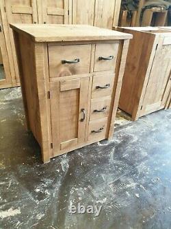 New Solid Wood Rustic Chunky Plank Wooden Free-standing Kitchen Units, Cupboard