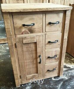 New Solid Wood Rustic Chunky Plank Wooden Free-standing Kitchen Units, Cupboard