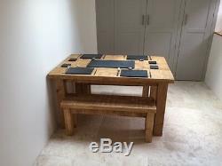 New Solid Wood Rustic Chunky Wooden Plank Kitchen Dining Table Made To Measure