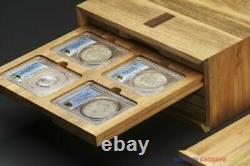 New Wooden Storage Box with Display Tray Handmade for 30 PCGS Slab Coin Holder