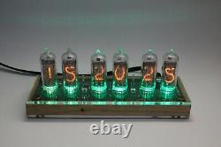 Nixie tube clock include IN-14 tubes and wooden oak case retro vintage