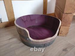 Oak Wine Barrel Dog Bed Pet Cat Puppy Indoor or Outdoor Use. Wooden Bed