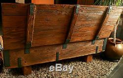 Old Travel Trunk Coffee Table Cottage Steamer Pine Chest Vintage Retro Wooden