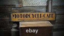 Orange & Black Motorcycle Cafe Sign Rustic Hand Made Vintage Wooden
