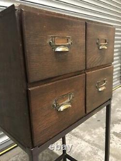 Original Vintage Wooden Index Drawers/industrial/furniture/home/storage/table