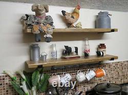 Pair of handmade Reclaimed Rustic Wooden Scaffold Board Shelves Shelf