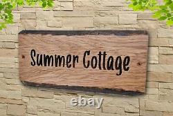 Personalised Oak Carved Wooden Home House Name Sign Cabin Plaque Outdoor