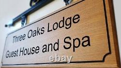 Personalised Oak House Number Hanging Sign Carved Wooden Plaque (double sided)