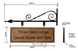 Personalised Oak House Number Hanging Sign Carved Wooden Plaque (double sided)