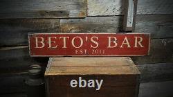 Personalized Bar Established Date Sign Rustic Hand Made Wooden