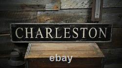 Personalized City Wood Sign Rustic Hand Made Vintage Wooden