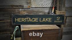Personalized Lake Name & Mileage Wooden Sign Rustic Hand Made