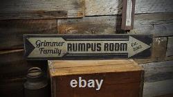 Personalized Rumpus Room Sign Rustic Hand Made Vintage Wooden Sign