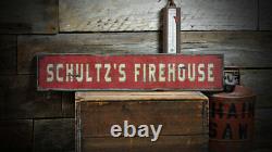 Personalized Wood Firehouse sign Rustic Hand Made Vintage Wooden Sign