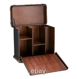 Picnic Box Bar Hamper Black Victorian Travel Trunk 18.75 Wooden Nautical Basket
