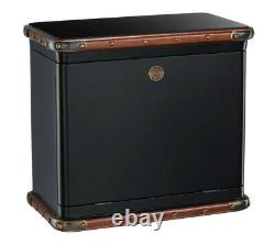 Picnic Box Bar Hamper Black Victorian Travel Trunk 18.75 Wooden Nautical Basket