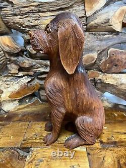 Quality Hand Made Carved Wooden Figure DOG 50 cm Brown Colour Home Decoration