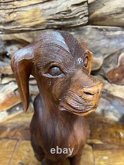 Quality Hand Made Carved Wooden Figure DOG 50 cm Brown Colour Home Decoration