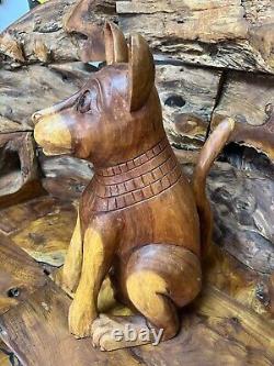 Quality Hand Made Carved Wooden Figure FUNNY DOG 50 cm Brown Colour Home Decor