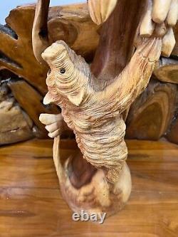 Quality Hand Made Carved Wooden Figure TWO BEARS 60 cm Colour Natural Decor