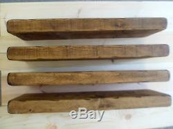 RUSTIC STYLE CHUNKY FLOATING SHELVES WOODEN 4 SHELF PACK FREE DELIVERY 100cm