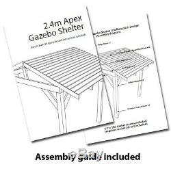 RUSTIC TIMBER Gazebo Garden Hot Tub Canopy, Wooden Garden Shelter 3.4 x 2.4m
