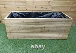 Raised Garden Pond Handmade Wooden Water Feature 100x40x39h cm Ready To Use