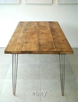 Reclaimed Wooden Scaffold Board Dining Kitchen Table Top Opt. Hairpin Legs Desk