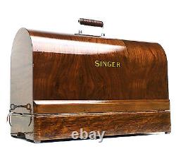 Restored SINGER Sewing Machine Bentwood Carrying Wooden Case Full Size 201 15 66
