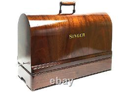 Restored SINGER Sewing Machine Bentwood Carrying Wooden Case Full Size 201 15 66