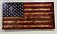 Rustic American Flag Wooden Hand Crafted, Carved Union Stars 37x19