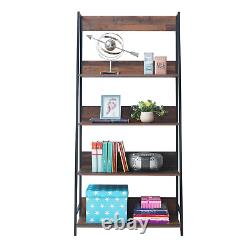 Rustic Display Bookcase Wooden Shelves Metal Frame
