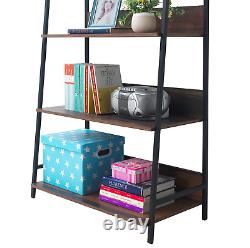 Rustic Display Bookcase Wooden Shelves Metal Frame