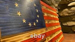 Rustic Engraved Betsy Ross Wooden American Flag