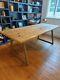 Rustic Hand Made Wooden Dining Table With Matt Gold Legs