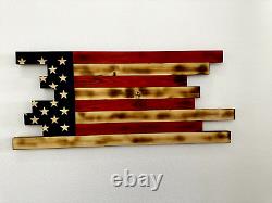 Rustic Handmade Wooden Abstract American Flag
