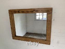 Rustic Handmade Wooden Mirror With in Dark oak wax finish Size 760mm H X 960mm L