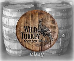 Rustic Home Bar Decor Wild Turkey Bourbon Barrel Lid wood wall art Kentucky