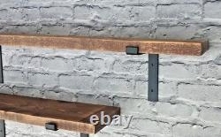 Rustic Industrial Wooden Scaffold Board Shelves +2 Brackets