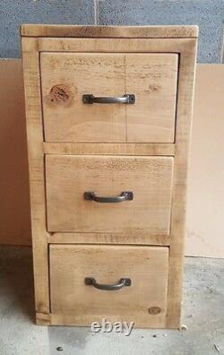 Rustic Solid Wood 3 Drawer Unit, Wooden 3 Drawer Storage Chest Of Drawers